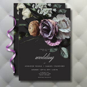 Elegant Moody Twilight Mled Floral Wedding Einladung