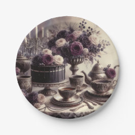 Elegant Moody Twilight Tea Party Paper Plate Pappteller