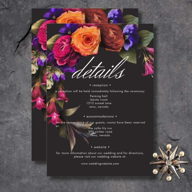 Elegant Moody Vibranly Harvest Details zur Blütenw Begleitkarte (Elegant Moody Vibrant Harvest Floral Details Enclosure Card)