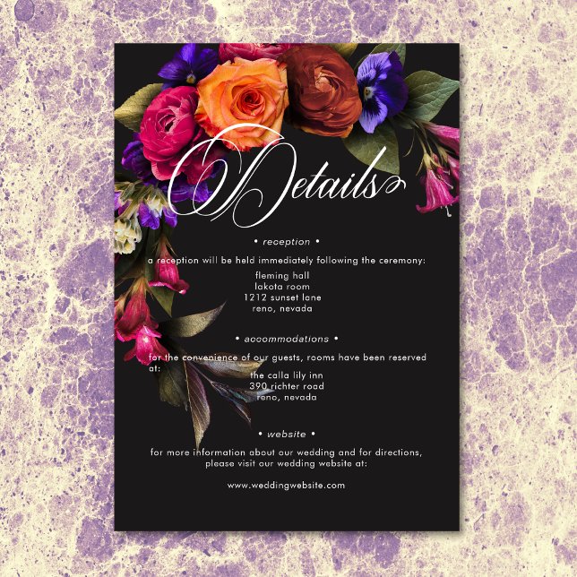 Elegant Moody Vibranly Harvest Details zur Blütenw Begleitkarte (Elegant Moody Vibrant Harvest Floral Details Enclosure Card)