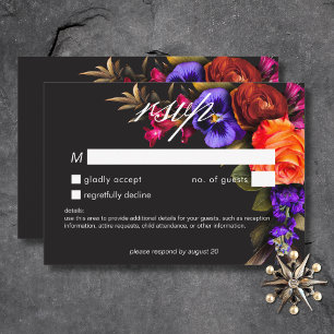 Elegant Moody Vibranly Sunset Floral No Dinner RSVP Karte