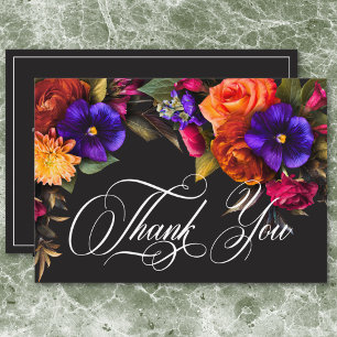 Elegant Moody Vibrant Harvest Floral Brautparty Dankeskarte