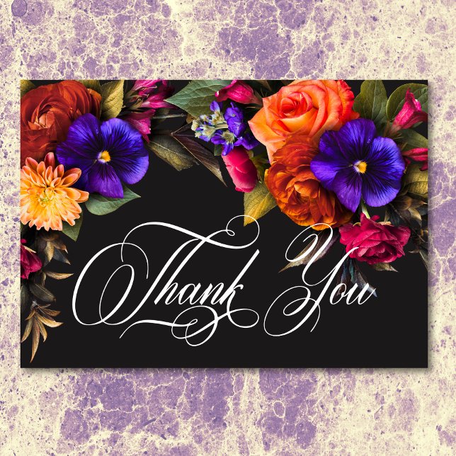 Elegant Moody Vibrant Harvest Floral Wedding Dankeskarte (Elegant Moody Vibrant Harvest Floral Wedding Thank You Card)