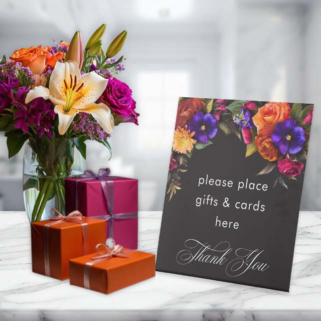 Elegant Moody Vibrant Harvest Floral Wedding Sockelschild (Von Creator hochgeladen)