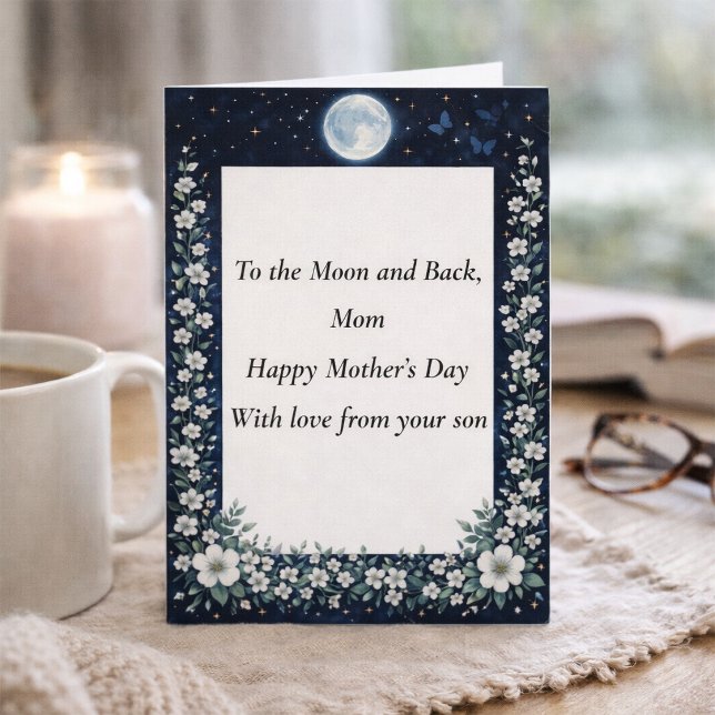 Elegant Moon Floral Mother’s Day Card from Son Karte (Von Creator hochgeladen)