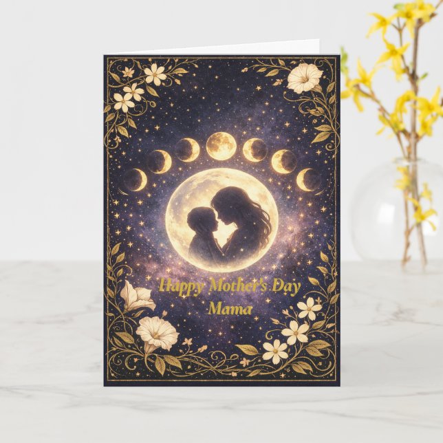 Elegant Moon Phase Mother’s Day Card for Mama Karte (Gelbe Blume)