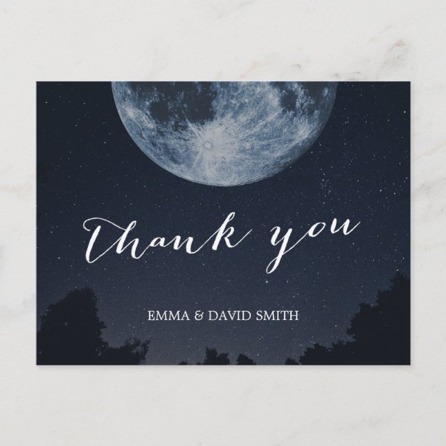 Elegant Moon & Stars Wedding Vielen Dank Postkarte (Vorderseite)