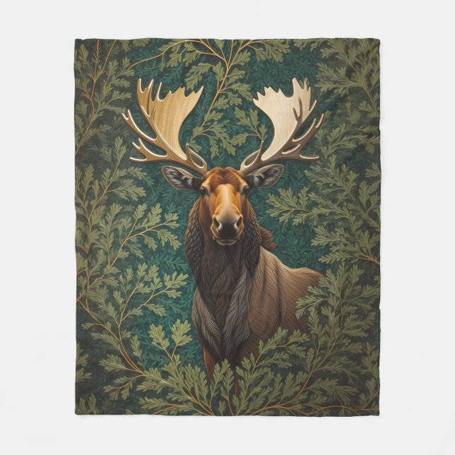 Elegant Moose William Morris Inspiriert Fleecedecke (Vorderseite)