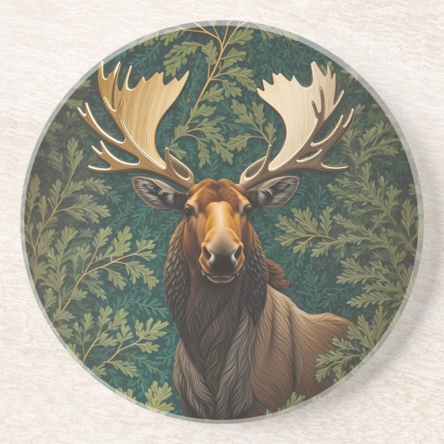 Elegant Moose William Morris Inspiriert Getränkeuntersetzer (Vorne)