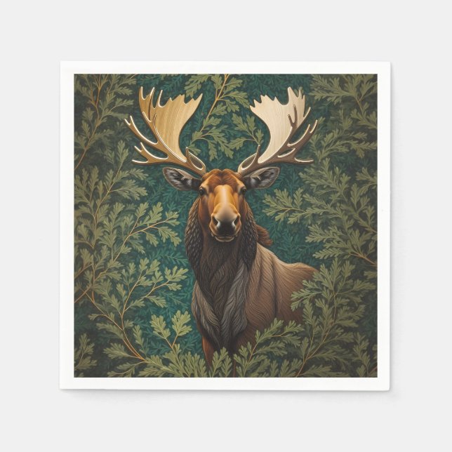 Elegant Moose William Morris Inspiriert Serviette (Vorderseite)