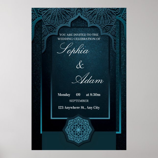 Elegant Moroccan Wedding Invitation Poster (Vorne)