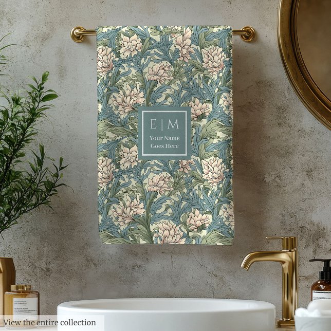 Elegant Morris Inspiriert Pimpernel Floral Pastel Badhandtuch Set (Elegant Morris Inspired Pimpernel Floral Pastel Bath Towel Set)