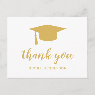 Elegant Mortar Board Gold Abschluss Vielen Dank Postkarte