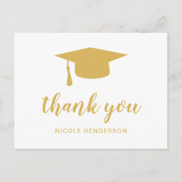 Elegant Mortar Board Gold Abschluss Vielen Dank Postkarte