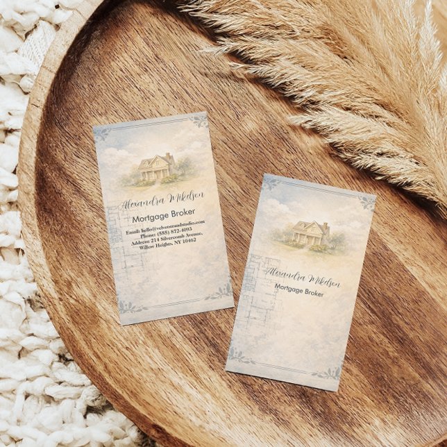 Elegant Mortgage Broker Home Blueprint Branding Visitenkarte (Von Creator hochgeladen)