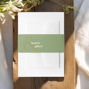 Elegant Moss Green Monogram Minimal Wedding Einladungsbanderole