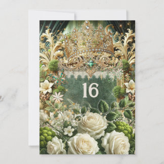 Elegant Moss & Moonlight Regal Green Sweet 16 Invi Einladung