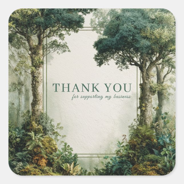 Elegant Mossy Forest Ancient Tree Rustic Quadratischer Aufkleber (Vorderseite)