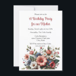 Elegant Mother Happy Birthday Party Einladung<br><div class="desc">Diese Geburtstagsfeier für eine Mutter ist eine gute Wahl für eine Ansammlung. Das Design verfügt über eine KI-generierte Blume mit grünen Blätter auf weißem Hintergrund. Sie können diese Einladung als Kopie oder als Sofortdownload kaufen; die Wahl liegt bei Ihnen.</div>
