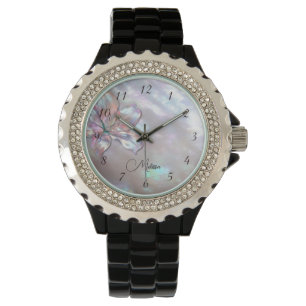 Elegant Mother-of-Pearl Lily Armbanduhr