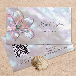 Elegant Mother-of-Pearl Lily Visitenkarte