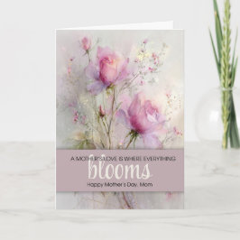 Elegant Mother's Day Classic Pink Rose Watercolor Karte