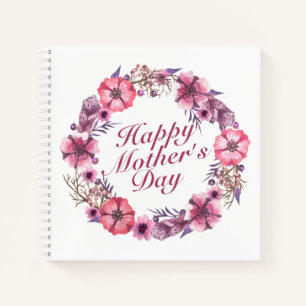 Elegant Mother's Day Floral Wreath Guestbook Notizbuch