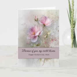 Elegant Mother's Day Wishes Classic Pink Rose  Karte