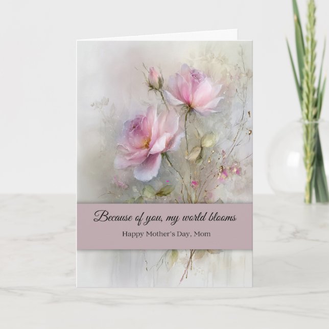 Elegant Mother's Day Wishes Classic Pink Rose  Karte (Vorderseite)