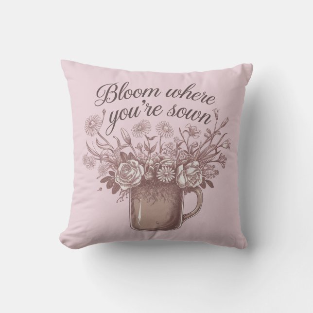 Elegant Motivierend rosa Blüte Kissen (Vorderseite)