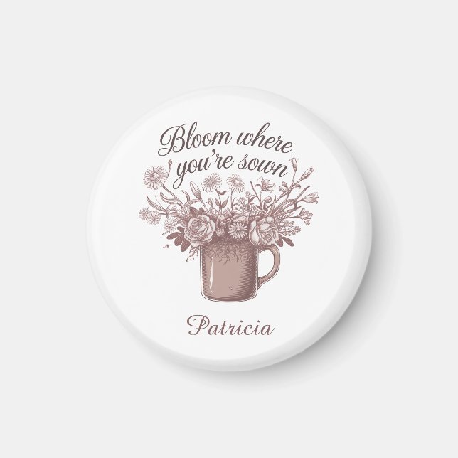 Elegant Motivierend rosa Blüte Magnet (Vorne)