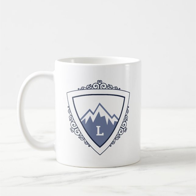 Elegant Mountain Crest Monogram Kaffeetasse (Links)