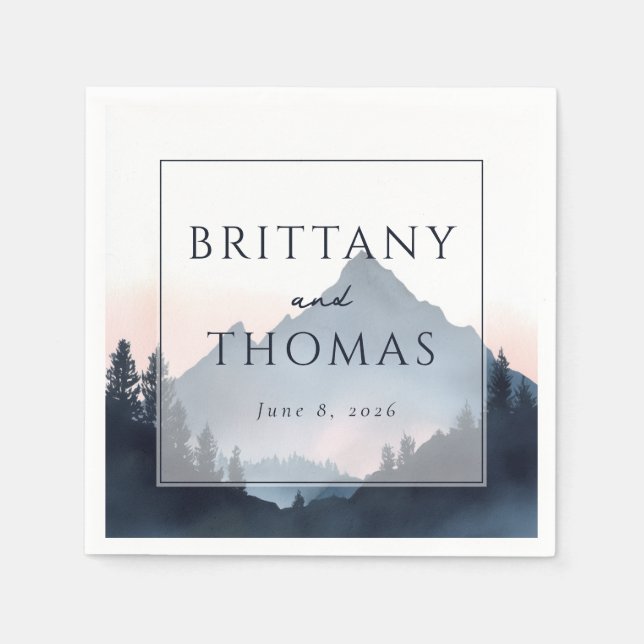 Elegant Mountain Wedding Invitation Serviette (Vorderseite)