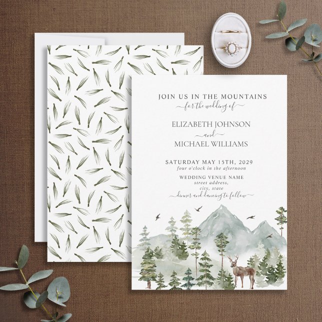 Elegant Mountain Woodland Forest Animals Wedding Einladung (Von Creator hochgeladen)