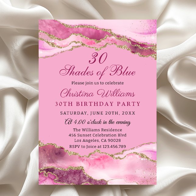 Elegant & Mpdern Shades of Pink Birthday Party Einladung (Elegant Pink and Gold Birthday Party Invitation, Shades of Pink Theme party)
