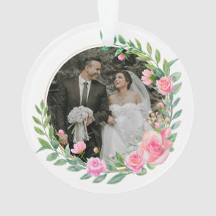 Elegant Mr. and Mrs Blush Pink Blume Wedding Ornament