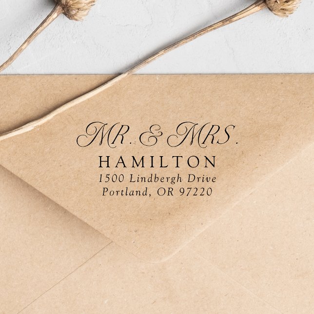 Elegant Mr. and Mrs. Wedding Return Address Permastempel (Von Creator hochgeladen)