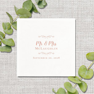 Elegant Mr. Chic Modern Wedding Rose Gold Pink Serviette