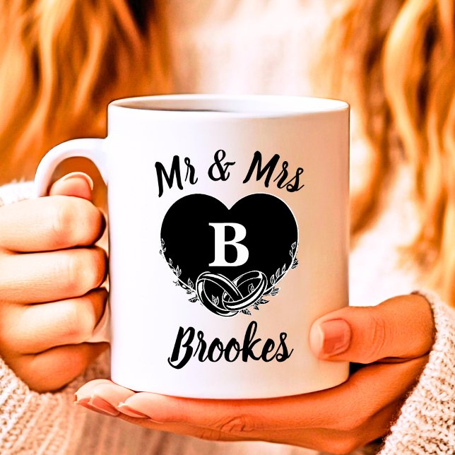 Elegant Mr. Letter B Heart Wedding Vielen Dank Kaffeetasse (Elegant Mr Mrs Letter B Heart Wedding Thank You Coffee Mug)