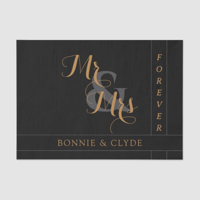 Elegant Mr. & Mrs Forever Wedding Tissue Paper Seidenpapier (Vorderseite)