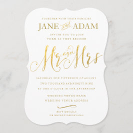 Elegant Mr. & Mrs. Gold Typografy Wedding Einladun Einladung
