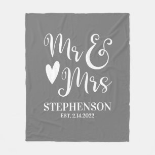 Elegant Mr. Mrs. Script Couples Wedding Fleecedecke