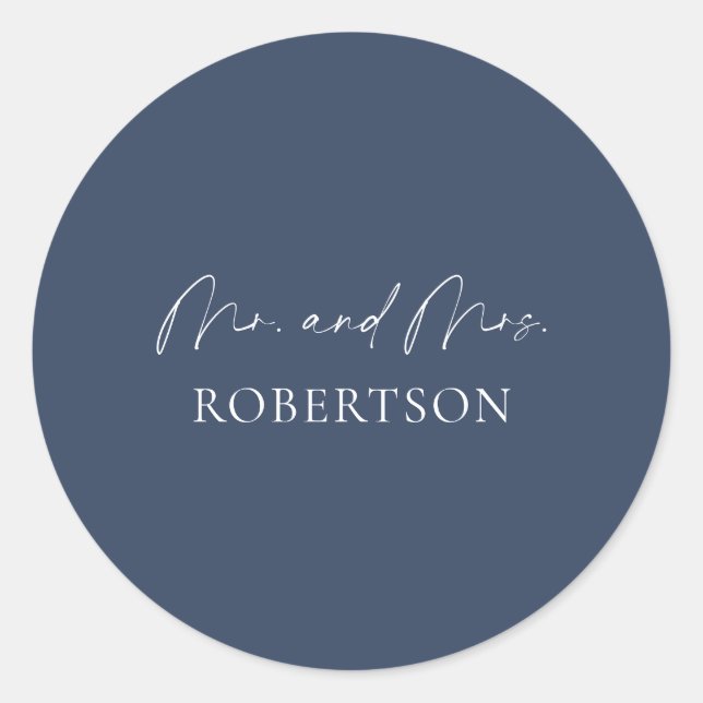Elegant Mr. & Mrs. Sticker - Navy Hintergrund (Vorderseite)