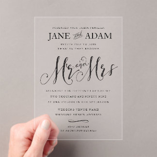 Elegant Mr. & Mrs. Typografy Wedding Einladung