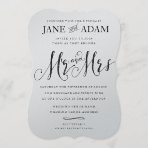 Elegant Mr & Mrs Typografy Wedding METALLIC Italie Einladung