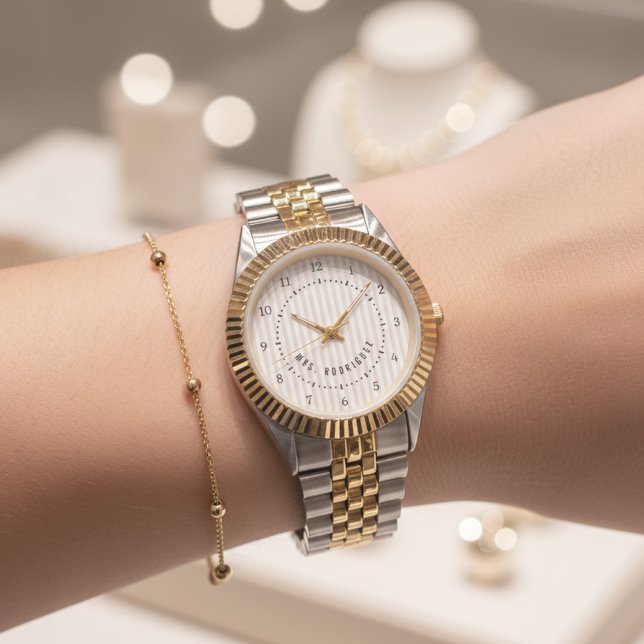 Elegant Mr & Mrs Watch, Custom Gift for Weddings Armbanduhr (Unisex Two-Tone Watch – Just Married Gift for Husband, Wife, or Newlywed Couple)