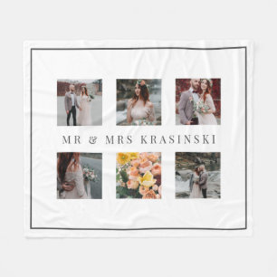 Elegant Mr & Mrs. Wedding 6 Foto Collage Fleecedecke