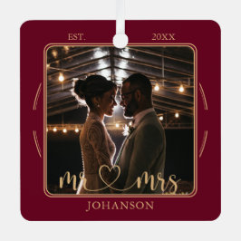 Elegant Mr & Mrs  Wedding Photo Ornament 