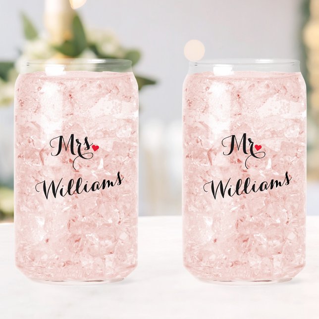 Elegant Mr. Newlyweds Couple Honeymoon Wedding Dosenglas (Elegant Mr Mrs Newlyweds Couple Honeymoon Wedding Can Glass)