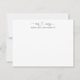 Elegant Mr. und Mrs. Heart Script Typografy Couple Mitteilungskarte